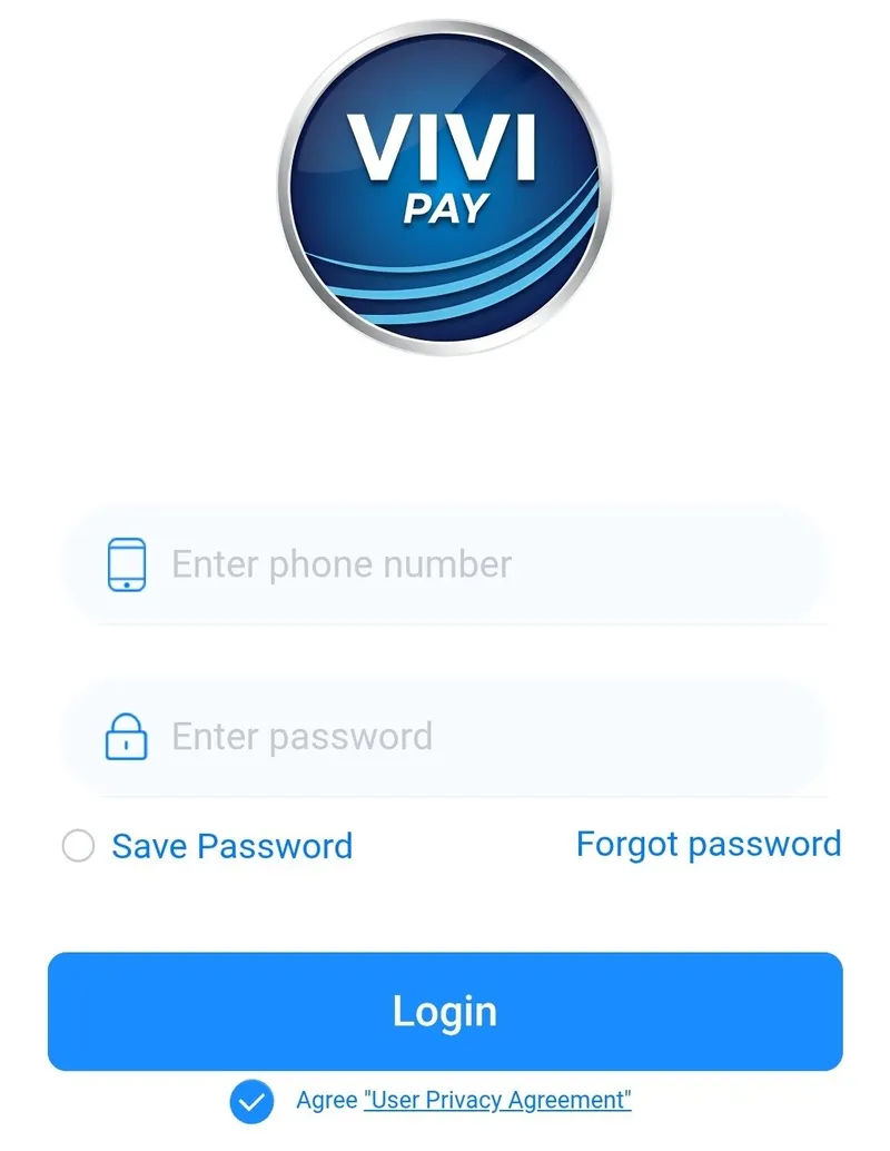 ViviPay Login Page